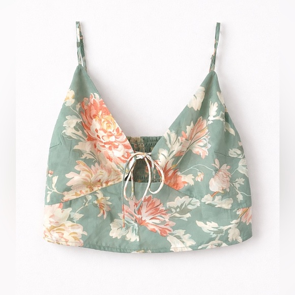 Abercrombie & Fitch Tops - ABERCROMBIE Floral Tie Front Crop Top M
